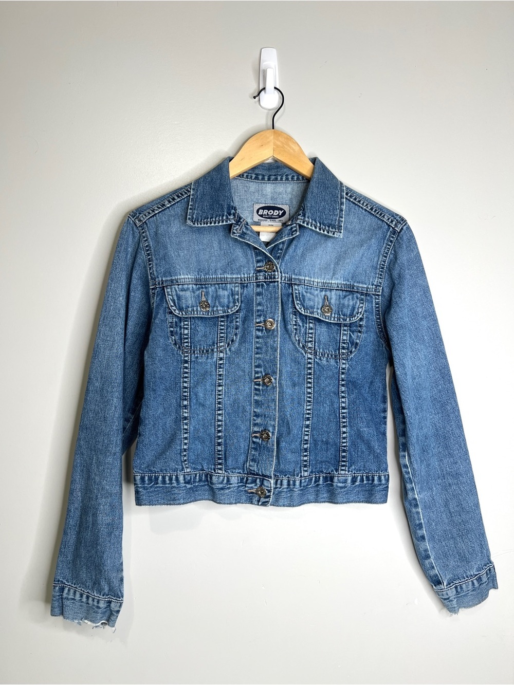 Vintage Brody Jean Jacket Blue Denim Size Medium Y2K Distressed 90's Denim